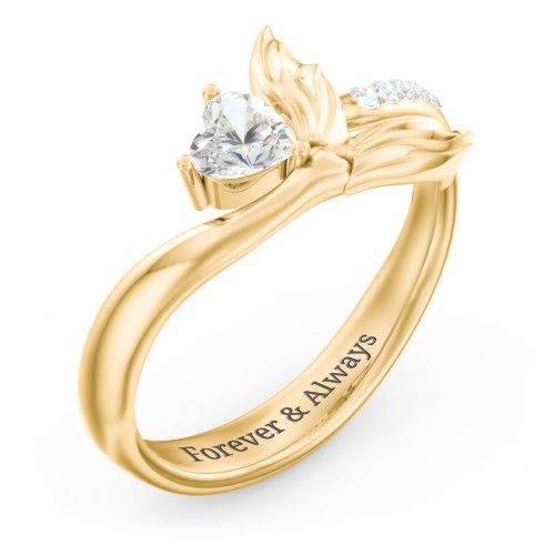 Mystical Mermaid Ring – 10K Yellow Gold with Cubic Zirconia and White Premium Zirconia