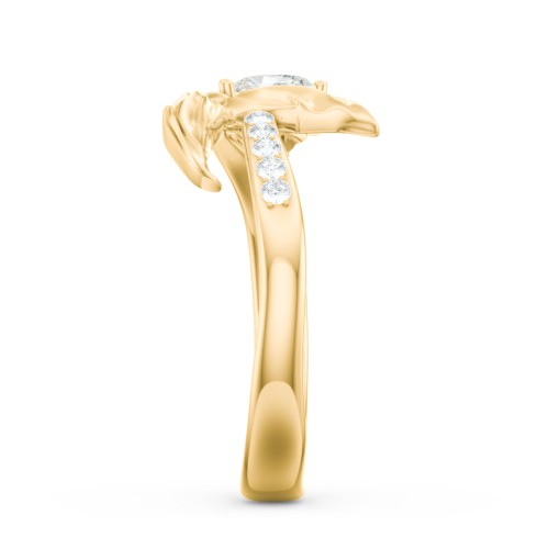 Mystical Mermaid Ring – 10K Yellow Gold with Cubic Zirconia and White Premium Zirconia