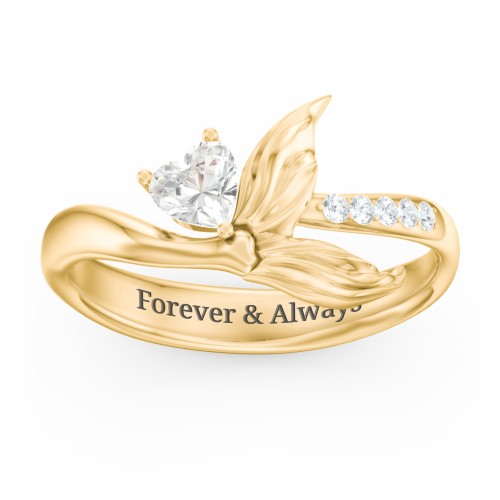 Mystical Mermaid Ring – 10K Yellow Gold with Cubic Zirconia and White Premium Zirconia