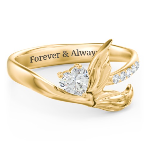Mystical Mermaid Ring – 10K Yellow Gold with Cubic Zirconia and White Premium Zirconia