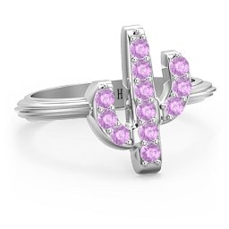 Chic In Cactus Ring in 925 Sterling Silver with Amethyst