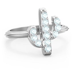 Chic In Cactus Ring in 925 Sterling Silver with Aquamarine