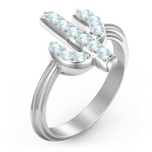 Chic In Cactus Ring – Sterling Silver with Aquamarine