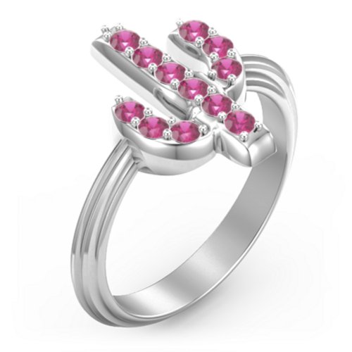 Chic In Cactus Ring – Sterling Silver with Ruby
