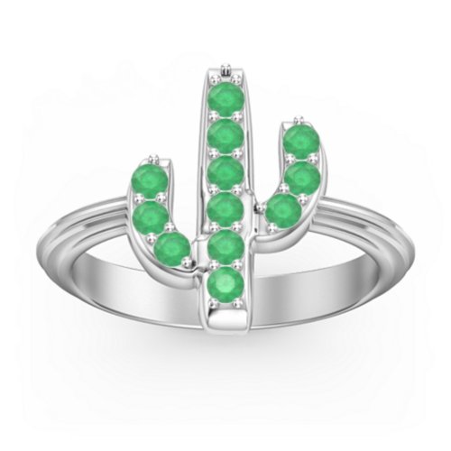 Chic In Cactus Ring – Sterling Silver with Emerald