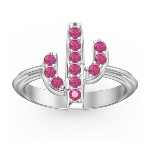 Chic In Cactus Ring – Sterling Silver with Ruby