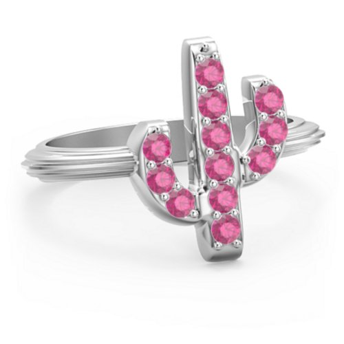 Chic In Cactus Ring – Sterling Silver with Ruby