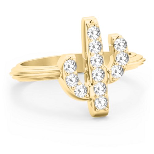 Chic In Cactus Ring – 10K Yellow Gold with Cubic Zirconia