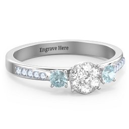 Trinity Cluster Ring with Birthstones and Accents