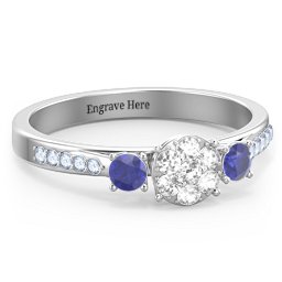 Trinity Cluster Ring with Birthstones and Accents