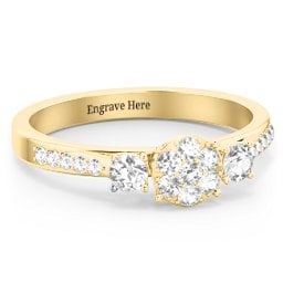 Trinity Cluster Ring with Birthstones and Accents