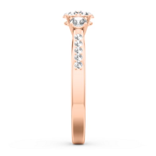 Trinity Cluster Ring with Birthstones and Accents – 10K Rose Gold with White Premium Zirconia and Cubic Zirconia