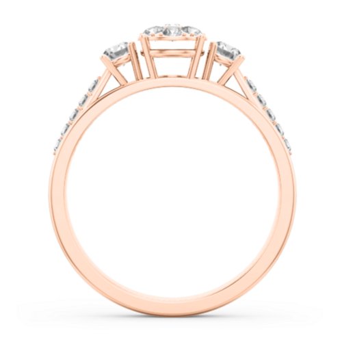 Trinity Cluster Ring with Birthstones and Accents – 10K Rose Gold with White Premium Zirconia and Cubic Zirconia