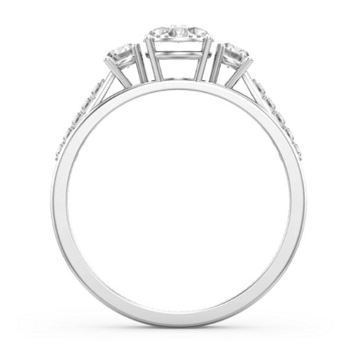 Trinity Cluster Ring with Birthstones and Accents – Sterling Silver with White Premium Zirconia and Cubic Zirconia