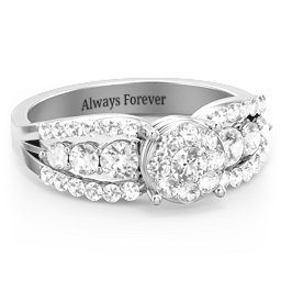 Andromeda Round Cluster Ring in 925 Sterling Silver with Diamond