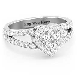 Written in the Stars Heart Cluster Ring in 925 Sterling Silver with Cubic Zirconia and White Premium Zirconia