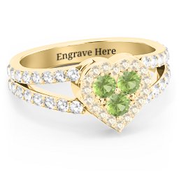 Written in the Stars Heart Cluster Ring in 18K Gold Plated Silver with Peridot, Fancy Yellow Premium Zirconia, and White Premium Zirconia