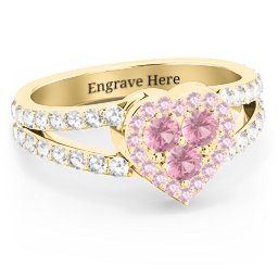 Written in the Stars Heart Cluster Ring in 18K Gold Plated Silver with Pink Tourmaline, Fancy Pink Premium Zirconia, and White Premium Zirconia