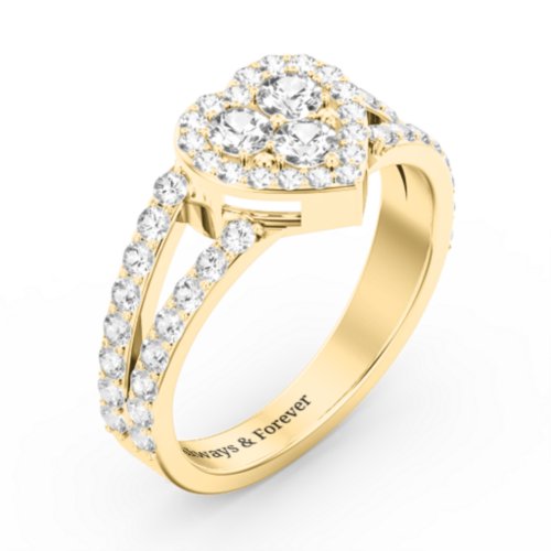 Written in the Stars Heart Cluster Ring – 18K Gold Plated Silver with Cubic Zirconia and White Premium Zirconia