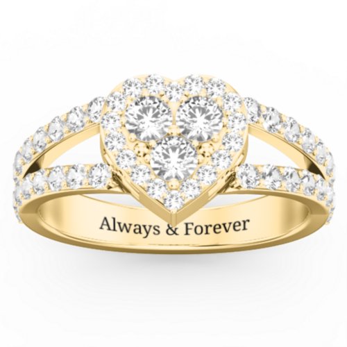 Written in the Stars Heart Cluster Ring – 18K Gold Plated Silver with Cubic Zirconia and White Premium Zirconia
