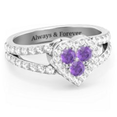 Written in the Stars Heart Cluster Ring – Sterling Silver with Amethyst and White Premium Zirconia