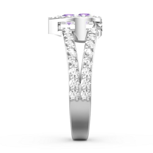 Written in the Stars Heart Cluster Ring – Sterling Silver with Amethyst and White Premium Zirconia