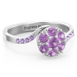 Ariel Round Cluster Ring in 925 Sterling Silver with Amethyst and Amethyst Premium Zirconia