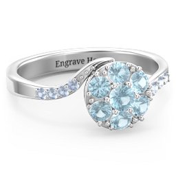 Ariel Round Cluster Ring in 925 Sterling Silver with Blue Topaz and Fancy Blue Premium Zirconia