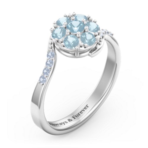 Ariel Round Cluster Ring – Sterling Silver with Blue Topaz and Fancy Blue Premium Zirconia