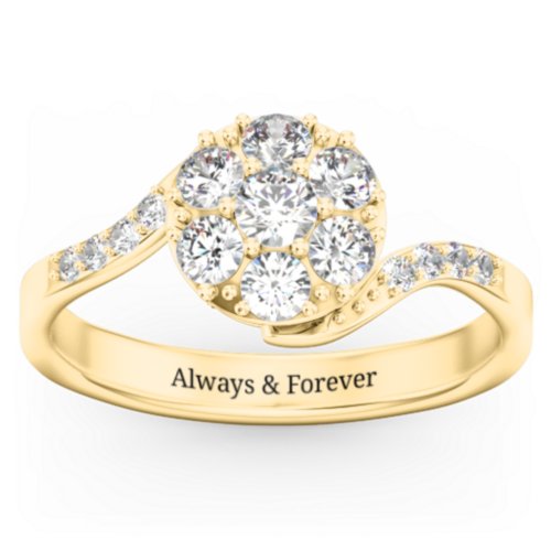 Ariel Round Cluster Ring – 10K Yellow Gold with Cubic Zirconia and White Premium Zirconia