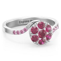 Ariel Round Cluster Ring in 925 Sterling Silver with Ruby and Red Premium Zirconia