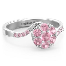 Ariel Round Cluster Ring in 925 Sterling Silver with Pink Tourmaline and Fancy Pink Premium Zirconia