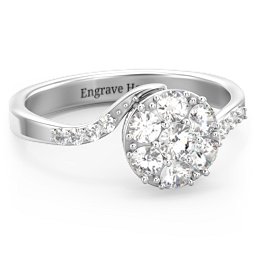 Ariel Round Cluster Ring in 925 Sterling Silver with Cubic Zirconia and Golden Yellow Premium Zirconia