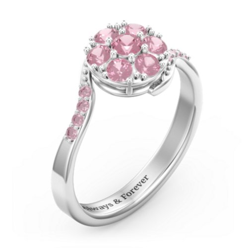Ariel Round Cluster Ring – Sterling Silver with Pink Tourmaline and Fancy Pink Premium Zirconia
