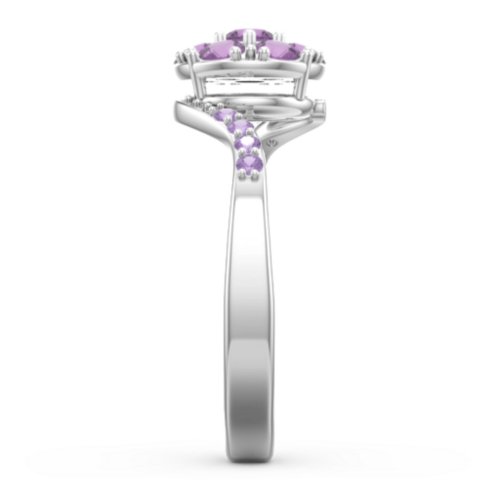 Ariel Round Cluster Ring – Sterling Silver with Amethyst and Amethyst Premium Zirconia