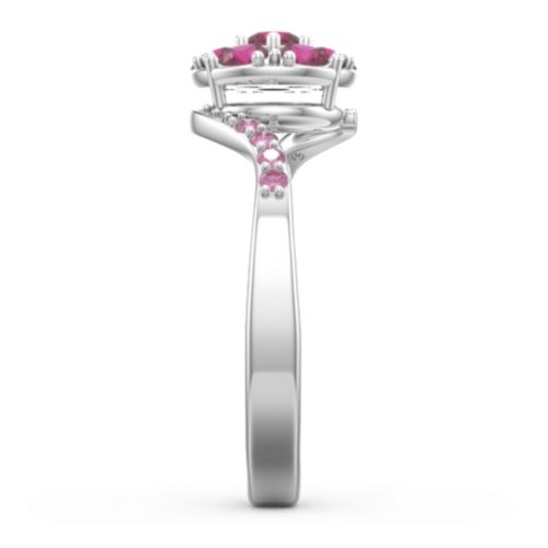Ariel Round Cluster Ring – Sterling Silver with Ruby and Red Premium Zirconia