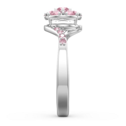 Ariel Round Cluster Ring – Sterling Silver with Pink Tourmaline and Fancy Pink Premium Zirconia