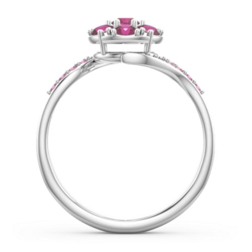 Ariel Round Cluster Ring – Sterling Silver with Ruby and Red Premium Zirconia