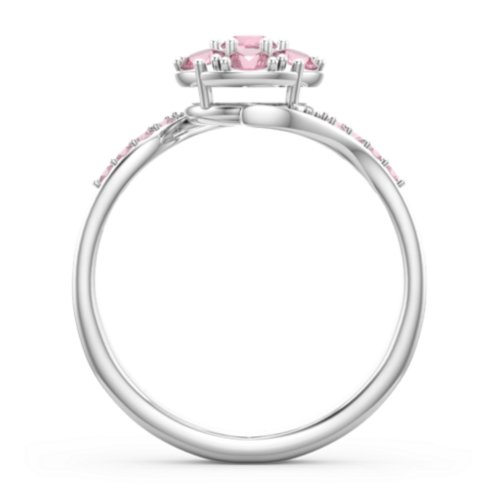 Ariel Round Cluster Ring – Sterling Silver with Pink Tourmaline and Fancy Pink Premium Zirconia