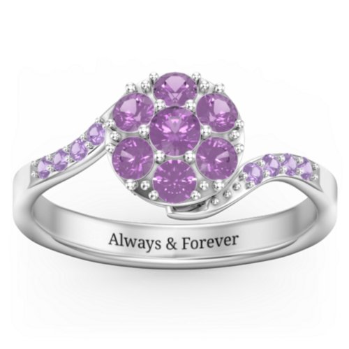 Ariel Round Cluster Ring – Sterling Silver with Amethyst and Amethyst Premium Zirconia