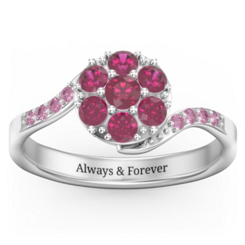 Ariel Round Cluster Ring – Sterling Silver with Ruby and Red Premium Zirconia