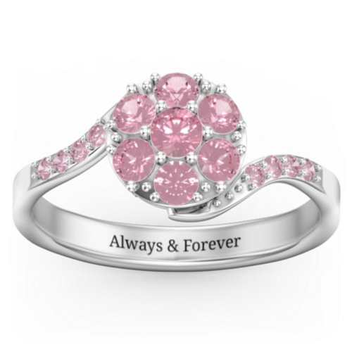 Ariel Round Cluster Ring – Sterling Silver with Pink Tourmaline and Fancy Pink Premium Zirconia