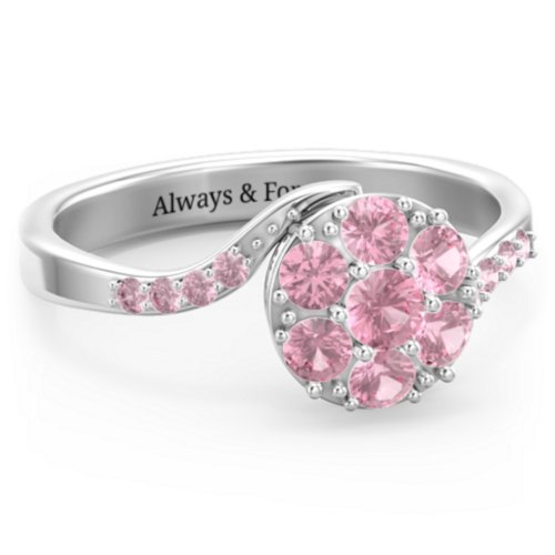 Ariel Round Cluster Ring – Sterling Silver with Pink Tourmaline and Fancy Pink Premium Zirconia
