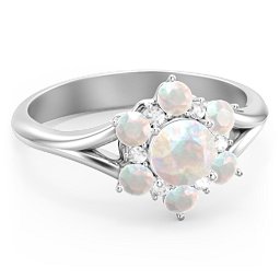 Aurora Round Cluster Ring with Birthstones