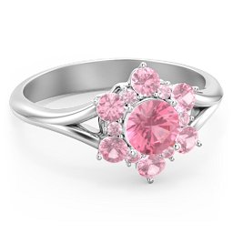 Aurora Round Cluster Ring with Birthstones