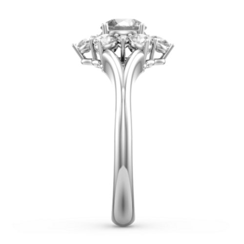 Aurora Round Cluster Ring with Birthstones – Sterling Silver with Cubic Zirconia and White Premium Zirconia