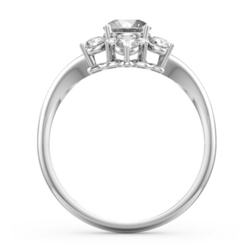 Aurora Round Cluster Ring with Birthstones – Sterling Silver with Cubic Zirconia and White Premium Zirconia