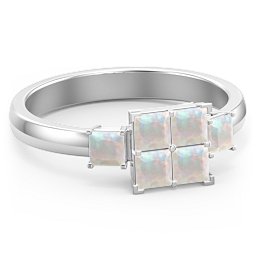 Diana Princess Cut Cluster Ring with Birthstones