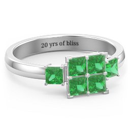 Diana Princess Cut Cluster Ring with Birthstones
