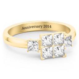 Diana Princess Cut Cluster Ring with Birthstones